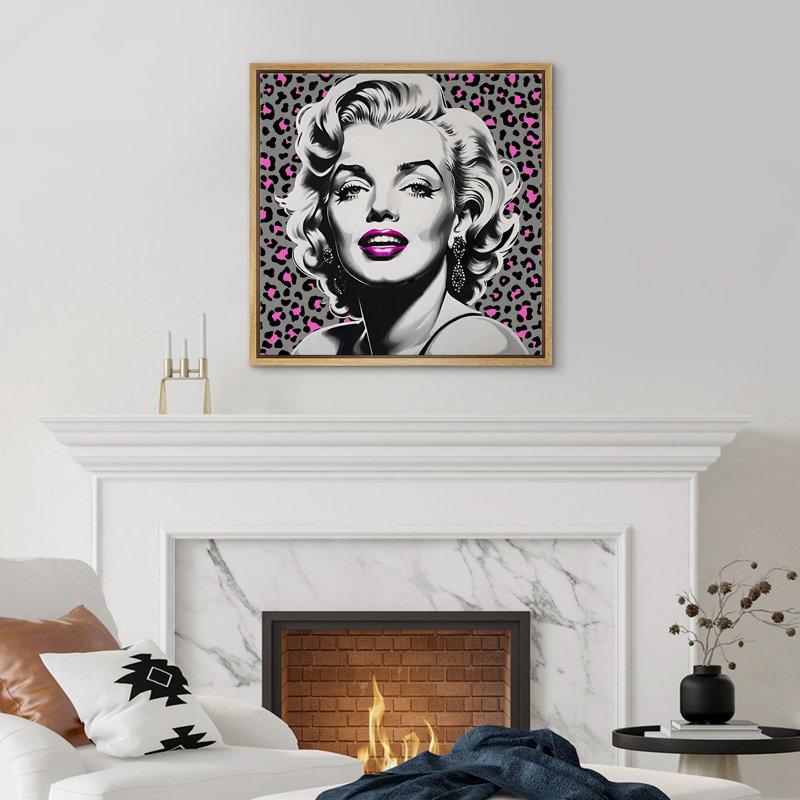 «Elegance Grey Fashion», portrait féminin, impression sur toile encadrée, Encadré naturel, H 16 po x l 16 po