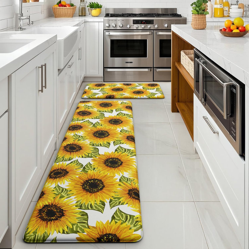 Tapis de cuisine anti-fatigue Sunflower, Sunflower White, 17.3" X 47"