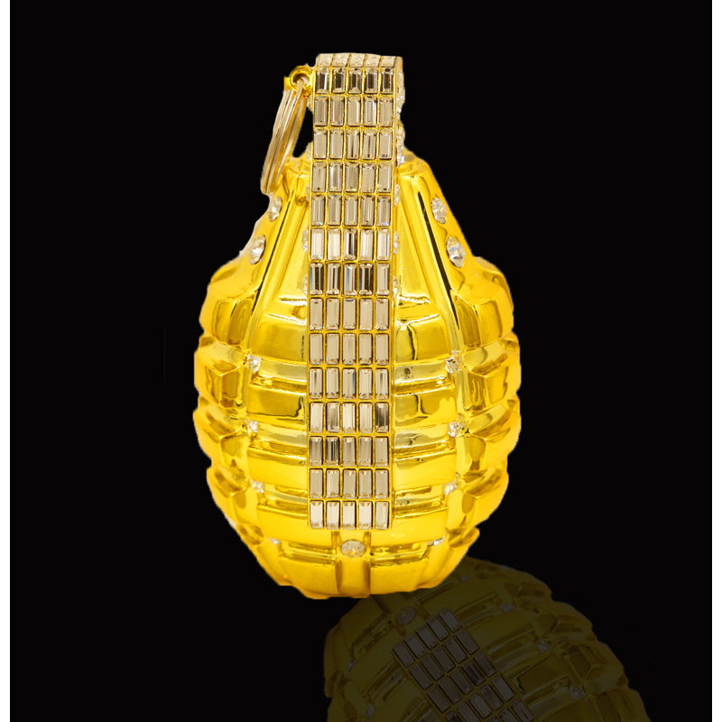 Grenade Of Bling, Gold, 6'' H x 6'' W x 3'' D