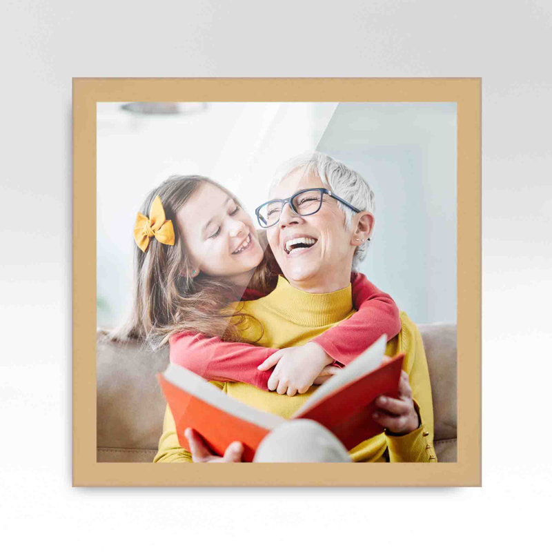 Cadre photo en placage brun, 13 po x 13 po, Jaune / rouge