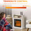 Foyer électrique 27 "par - 1400W, effet de bûche réaliste blanc, température réglable, télécommande, minuterie, économie d'énergie pour chauffage de surface de 323 pieds carrés, flamme 3D, ambiance, fonction minuterie