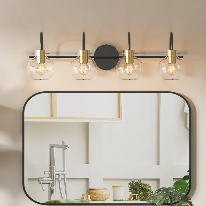 Luminaire de meuble-lavabo avec abat-jour transparent, H 8,27 po x l 28,54 po x P 8,46 po, Quatre lumières