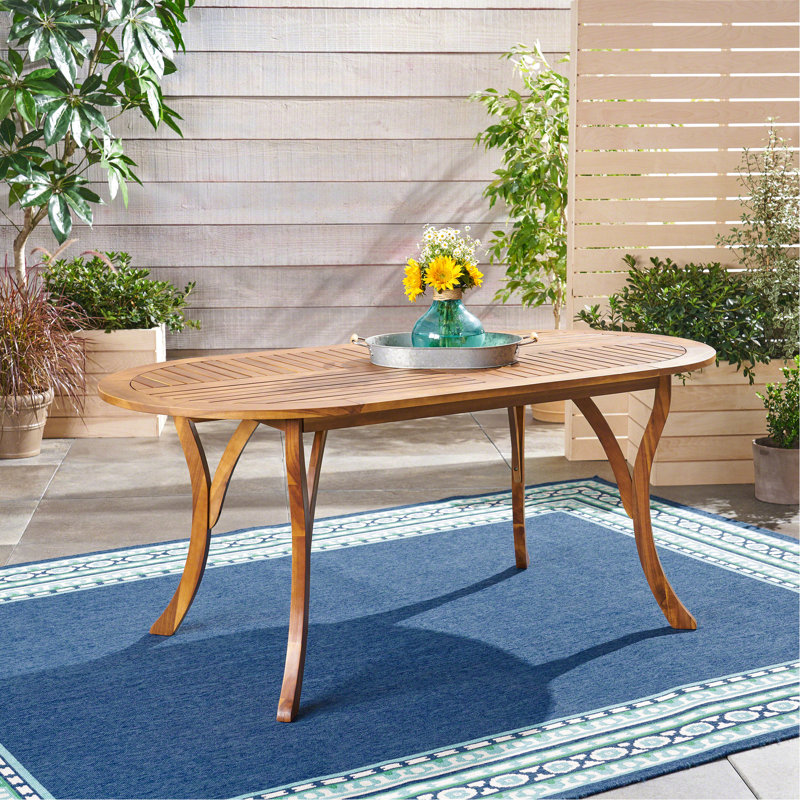 Table de salle à manger d'extérieur en bois 70 po avec finition Nuance