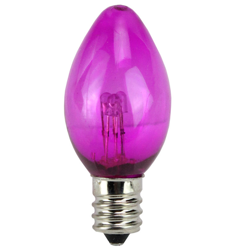 Paquet de 25 ampoules de Noël commerciales transparentes 3 lumières DEL C7 de couleur mauve