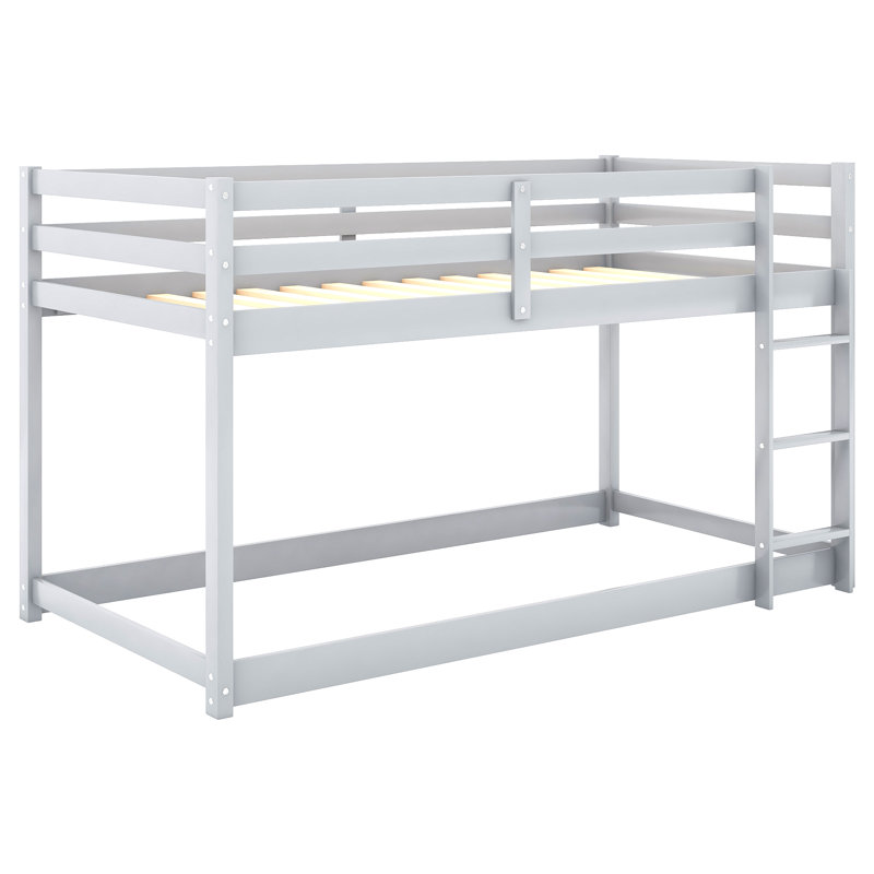 Lit superposé simple au-dessus d'un lit simple avec échelle, gris