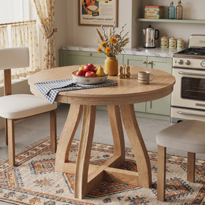 Table de salle à manger extensible de 58 po pour 4 à 6 personnes, table de salle à manger de style campagnard avec rallonge amovible de 16 po, base en X et pieds courbés en bois d'hévéa pour la salle à manger et la cuisine