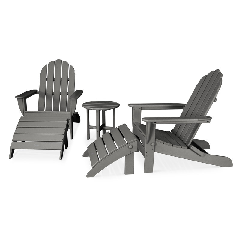 POLYWOOD Classic Oversized Adirondack 5-Piece Casual Set, Slate Gray