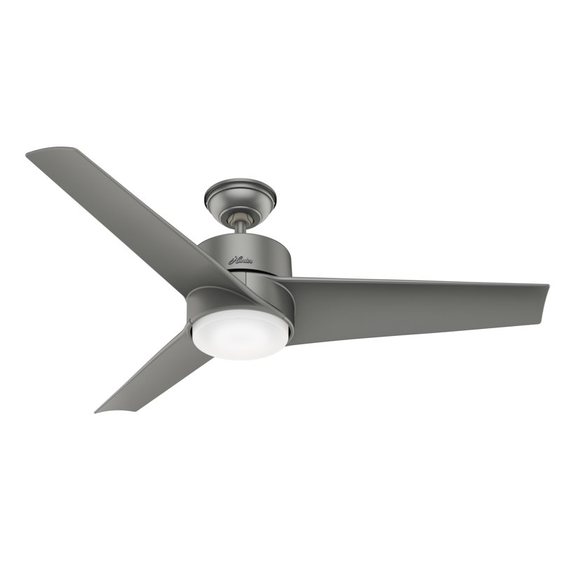 54" Havoc 3 - Blade Outdoor LED Standard Ceiling Fan with Wall Control and Light Kit Included, Matte Silver