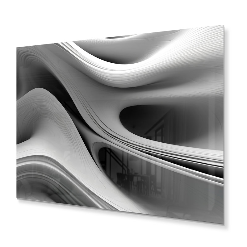 Ondulations blanches et noires sur fond métallique, H 34 po x l 44 po
