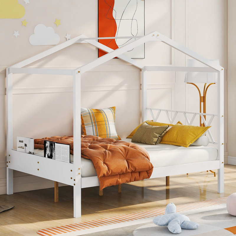 Lit plateforme Asellus, Blanc, Double