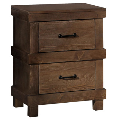 Table de chevet en chêne antique pour la chambre à coucher - Conception avec rangement pratique dans un style rustique
