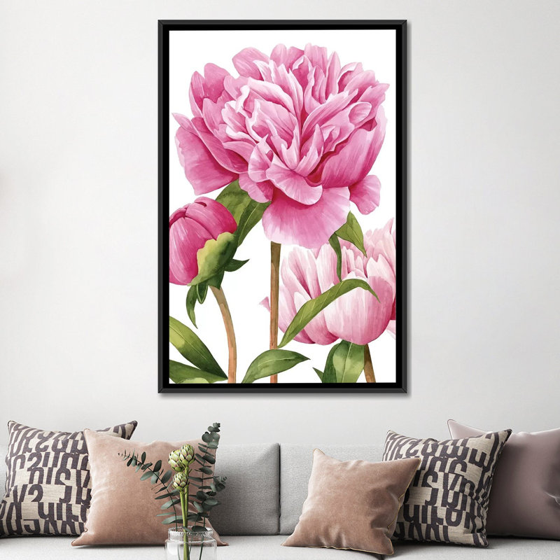 «Winsome Peony II», reproduction sur toile, H 48 po x l 32 po x P 1,5 po, Toile avec cadre noir