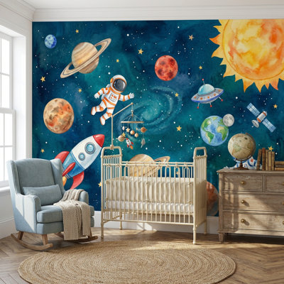 Papier peint fusée astronautes