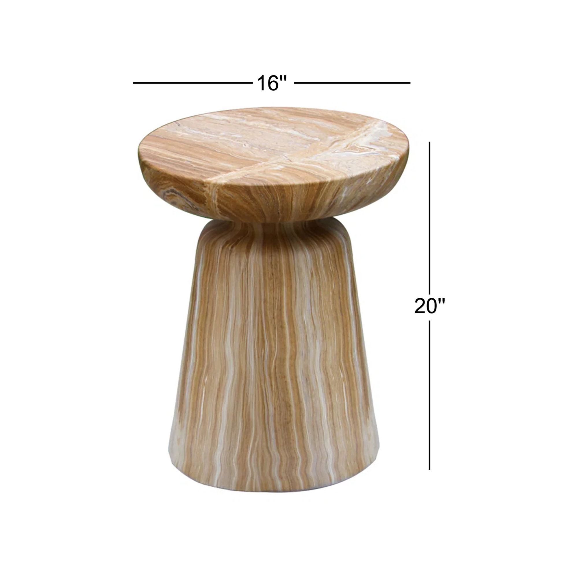 Zofia Composite Pedestal Black Marble Accent Table, Sandstone