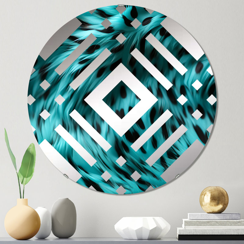 Miroir décoratif turquoise et noir, 23,6 po x 23,6 po