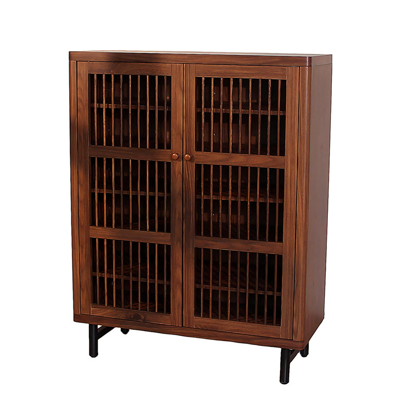 Armoire à chaussures avec portes à volets, armoire à chaussures à 6 niveaux avec tablettes réglables, range-chaussures moderne en bois pour hall d'entrée, couloir, placard, salon, noyer