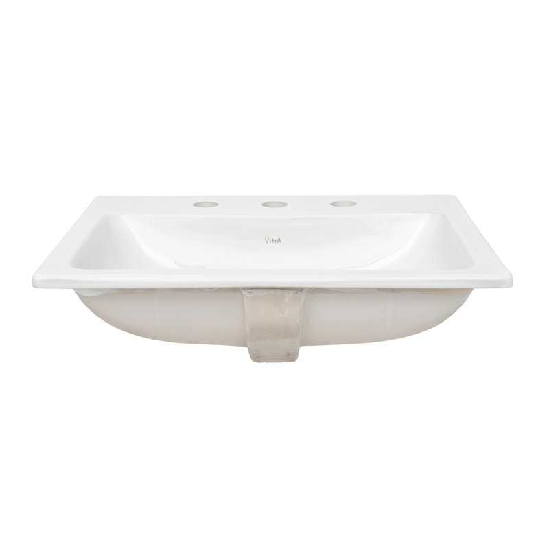Cheviot Products 17.75'' White Vitreous China Rectangular Bathroom Sink with Overflow, 8" Center