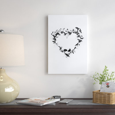 « oiseau cœur », impression sur toile tendue