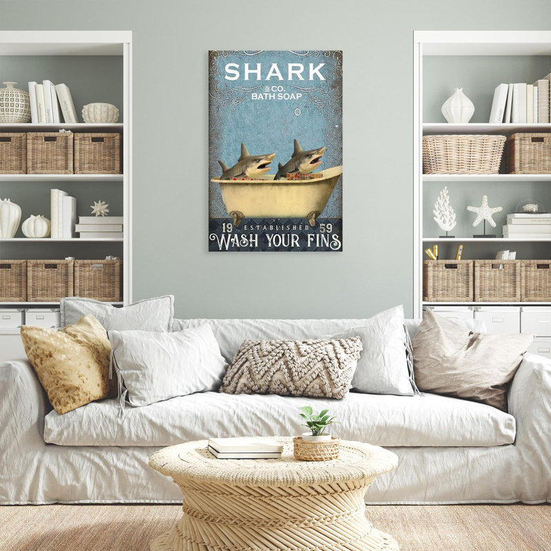 «Madgelene Shark Bath Soap», reproduction d'art graphique sur toile tendue 1 pièce, L 16 po x H 20 po