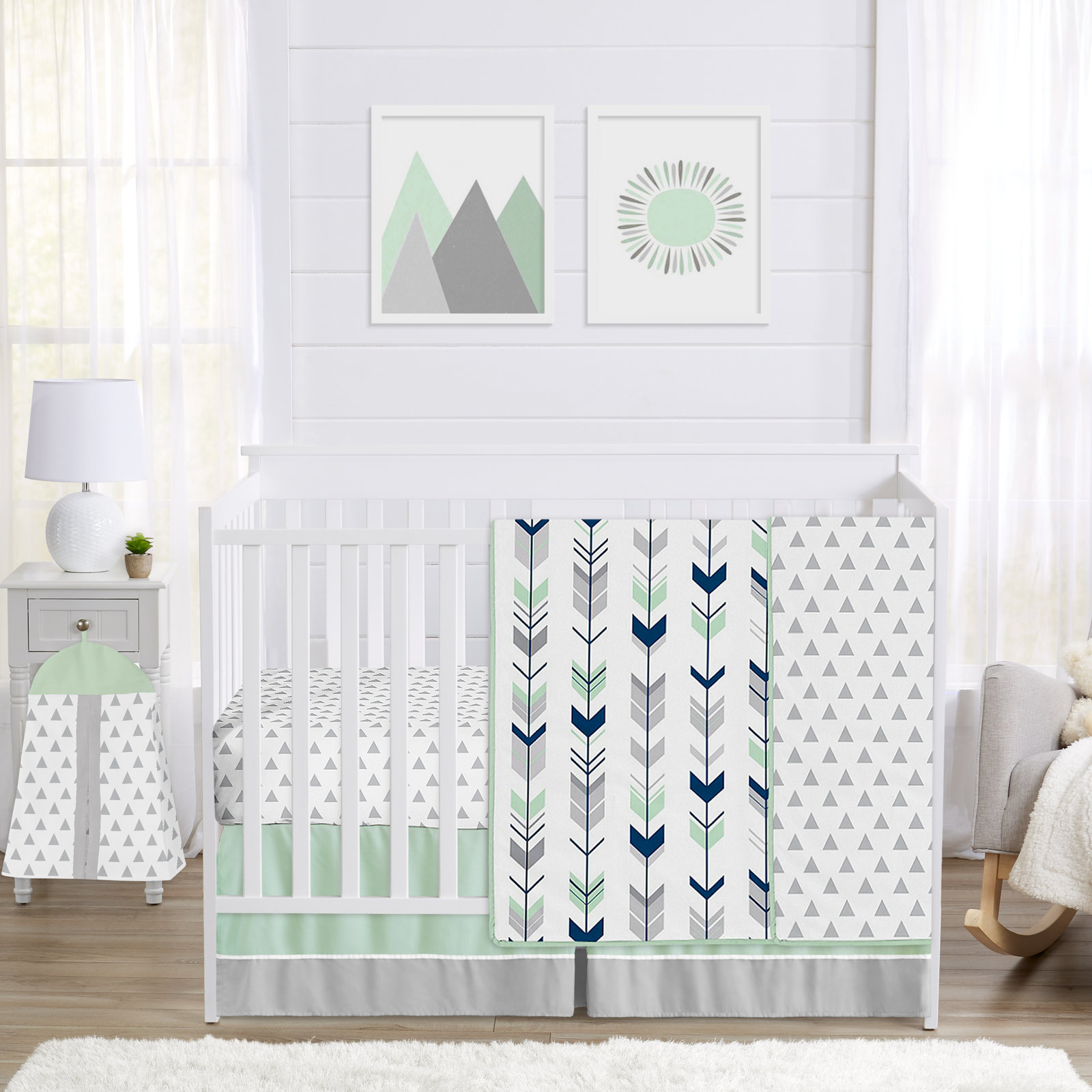 Mod Arrow 4-Piece Bedding Set, Navy Blue