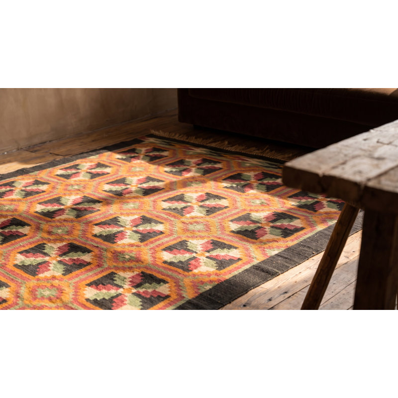 Antique Navajo Mexico Flat Weave Rug