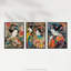 Elegant Japanese Geishas Floral Portraits Women Flower - 3 Piece No Frame Print Set-415477010