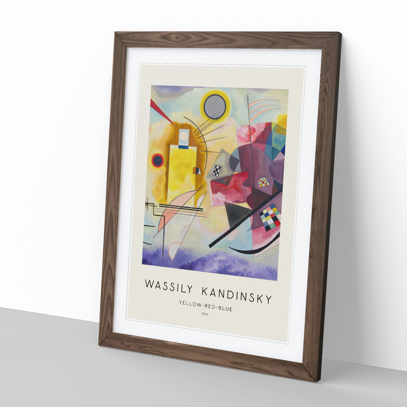 Yellow Red Blue Print by Wassily Kandinsky - Picture Frame Painting, Walnut, 36cm H x 27cm W x 2cm D
