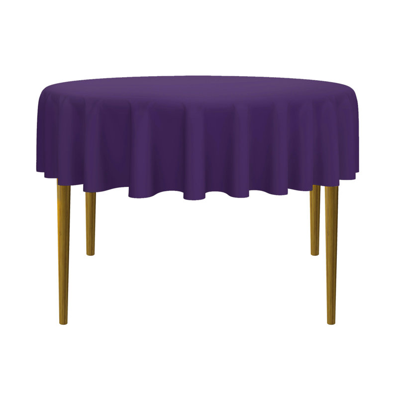 Solid Color Round Tablecloth, 120" L x 120" W, Purple, 1