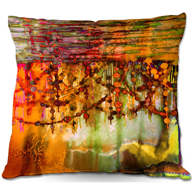 Reversible Throw Pillow, 18" x 18", Orange/Red/Yellow