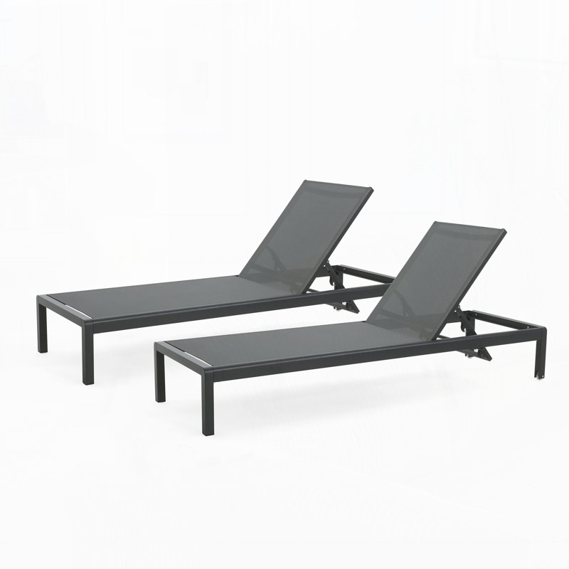 Outdoor Chaise Lounge Chair Set Of 2, Black