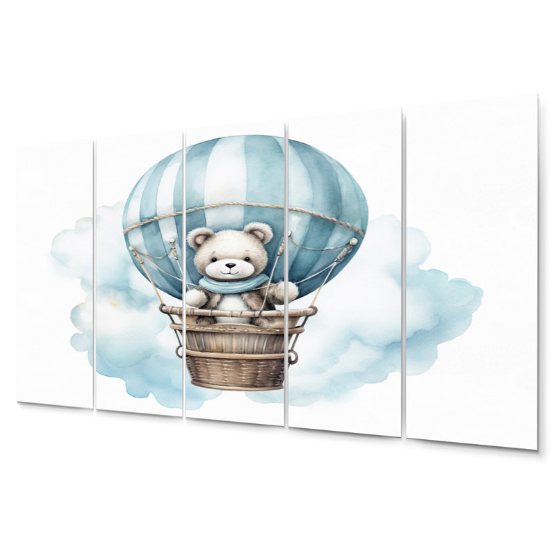 «Nursery Bear Cub Children Dreams I», ensemble d'art mural en métal pour enfants