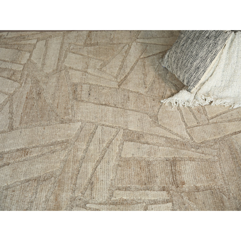 Boma hand-knotted Wool Beige Area Rug, 9'X12'