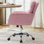 Chaise de bureau réglable rose, cuir artificiel PU, structure stable, chaise haute en mousse à haute densité avec structure en métal robuste, rembourrée pour la chambre à coucher et la coiffeuse, confortable, teintée,