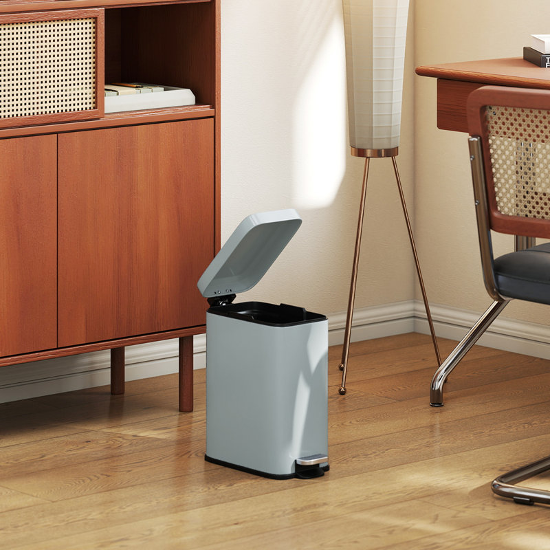 Steel Step On Kitchen Trash Can - 5L, Grey