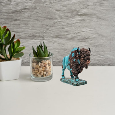 Figurine de bison en résine rustique Western