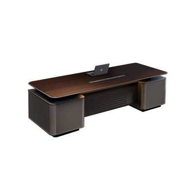 94.49"Modern administrative rectangular walnut-colored density board office desk