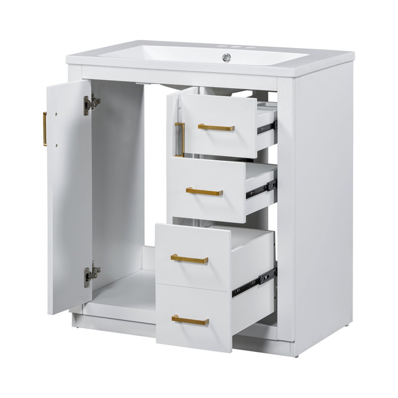 Meuble-lavabo 30 po avec lavabo en résine, Blanc
