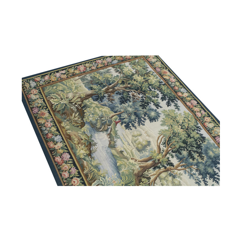 Hand-Knotted High-Quality Blue and Brown Area Rug