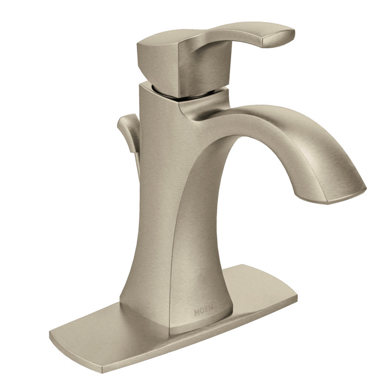 Moen Voss Single Hole Bathroom Faucet with Drain Assembly, Brushed Nickel