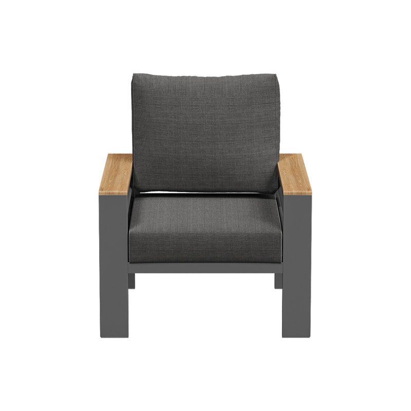 Modern Aluminum Patio Chair with Cushion, Gray