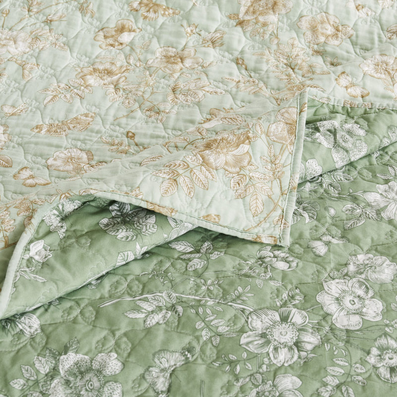 Ensemble de courtepointe 2 pièces Greenland Home Fashions Olivia Mint 68 x 88 + 20 x 26
