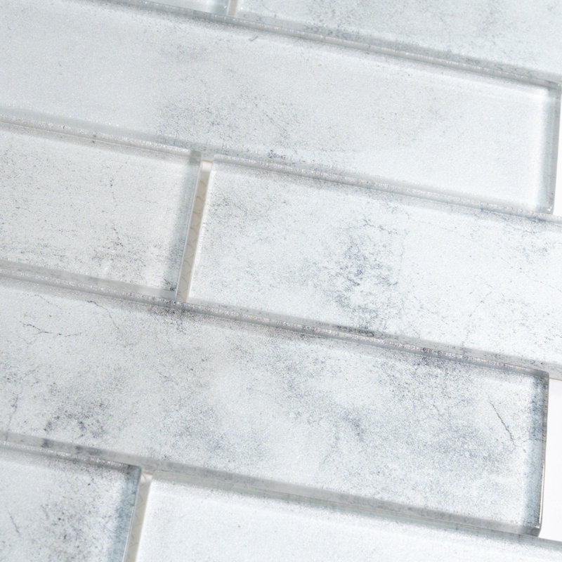 2X8 Subway Glass Mosaic Tile, Mineral