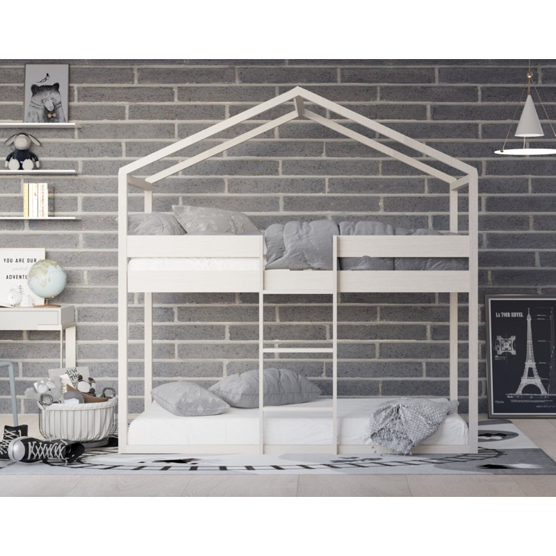 Lit superposé simple au-dessus de simple Lach, Gris antique