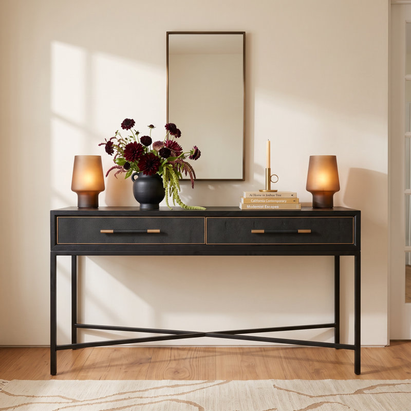 Meera 59" Console Table, Black, Black