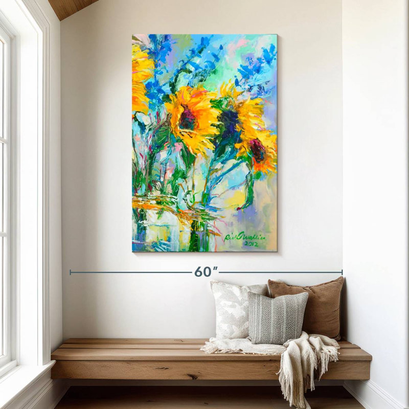 Harnek tournesols dans des bouteilles en verre, H 48 po x l 32 po