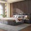 Platform Bed Frame With Wide Headboard, Reading Lamp And Usb Port-968662879