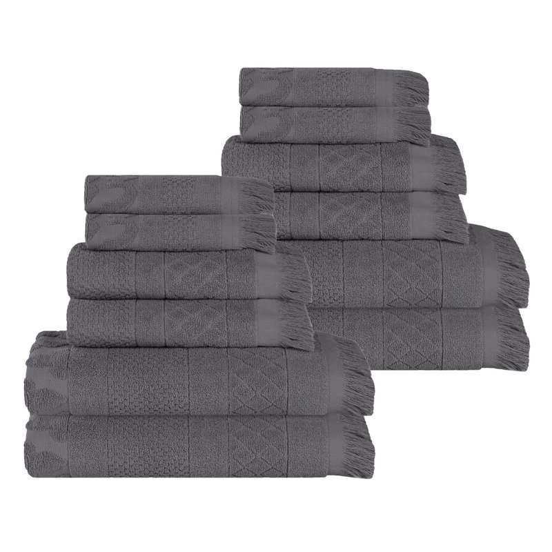 Serviette de bain Rolla, Gris, Ensemble de serviettes 12 pièces