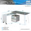 Bureau rotatif moderne à positions multiples, gris