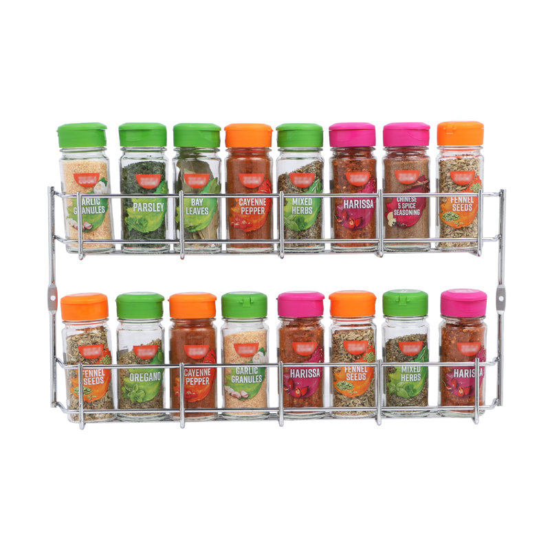 Buckingham Spice Rack Wall Mounted Kitchen Cupboard Storage Organiser , 21 cm, 2 Tier