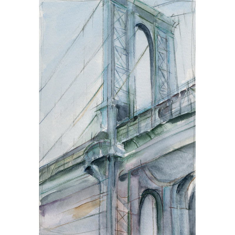 Watercolour Bridge Study I by Ethan Harper - Wrapped Canvas Art Prints, 46cm H x 30cm W